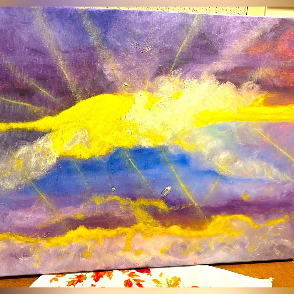 One of a Kind Oil Painting of a UFO